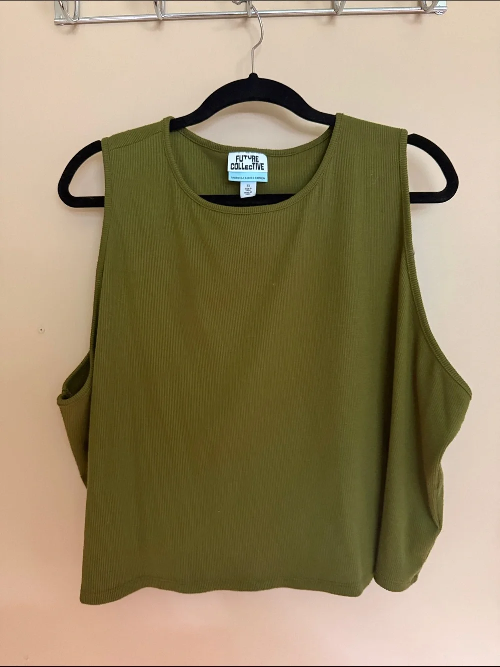 Future Collective Olive Ribbed Muscle Tank - Picture 1 of 2